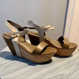Tan Cork Wedge Sandals